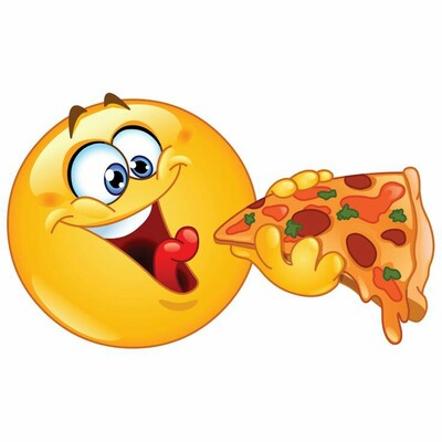 "Emoticon affamata che mangia la pizza" - Smiley per Facebook