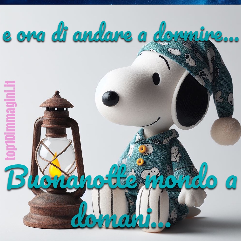 Buonanotte Snoopy con il pigiama azzurro